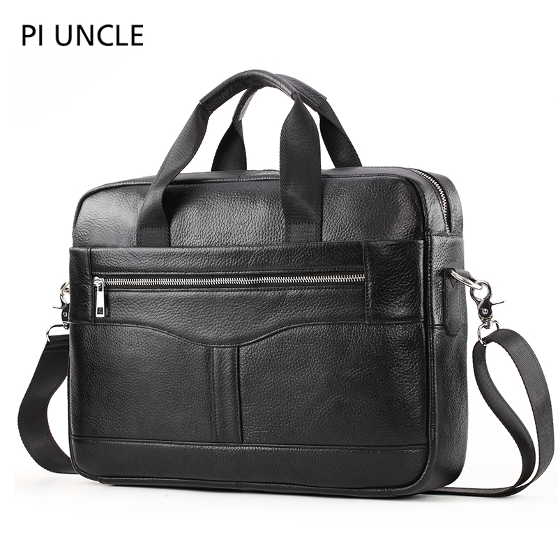 PIUNLCE Genuine Leather Men's Briefcase Backpack 14‘’ Laptop Handbags For Work Computer Bags For