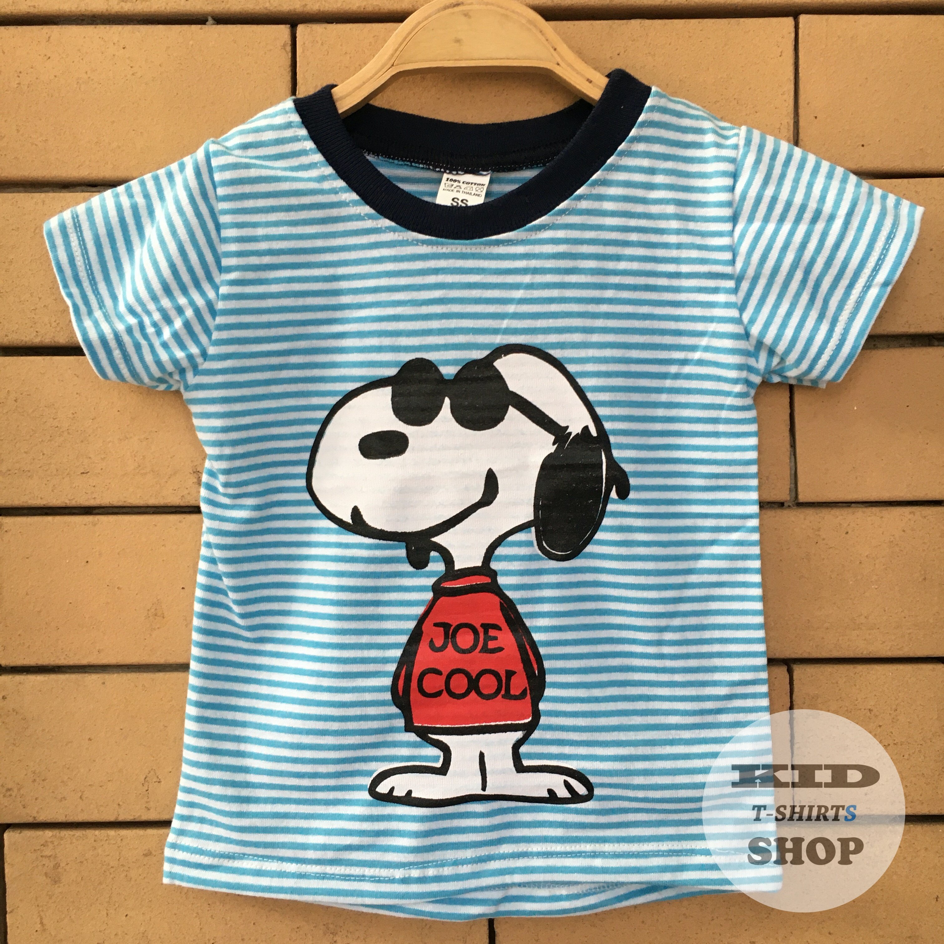 BabyOutlet เสื้อยืดเด็ก Snoopy ลายทาง เสื้อสีฟ้า/ขาว แขนสั้น มี 4 ไซส์ (SS , S , M , L) เสื้อเด็ก สนูปี้ มี Size แรกเกิด - 6 ปี ผลิตจากผ้าฝ้าย 100% ชุดเด็ก