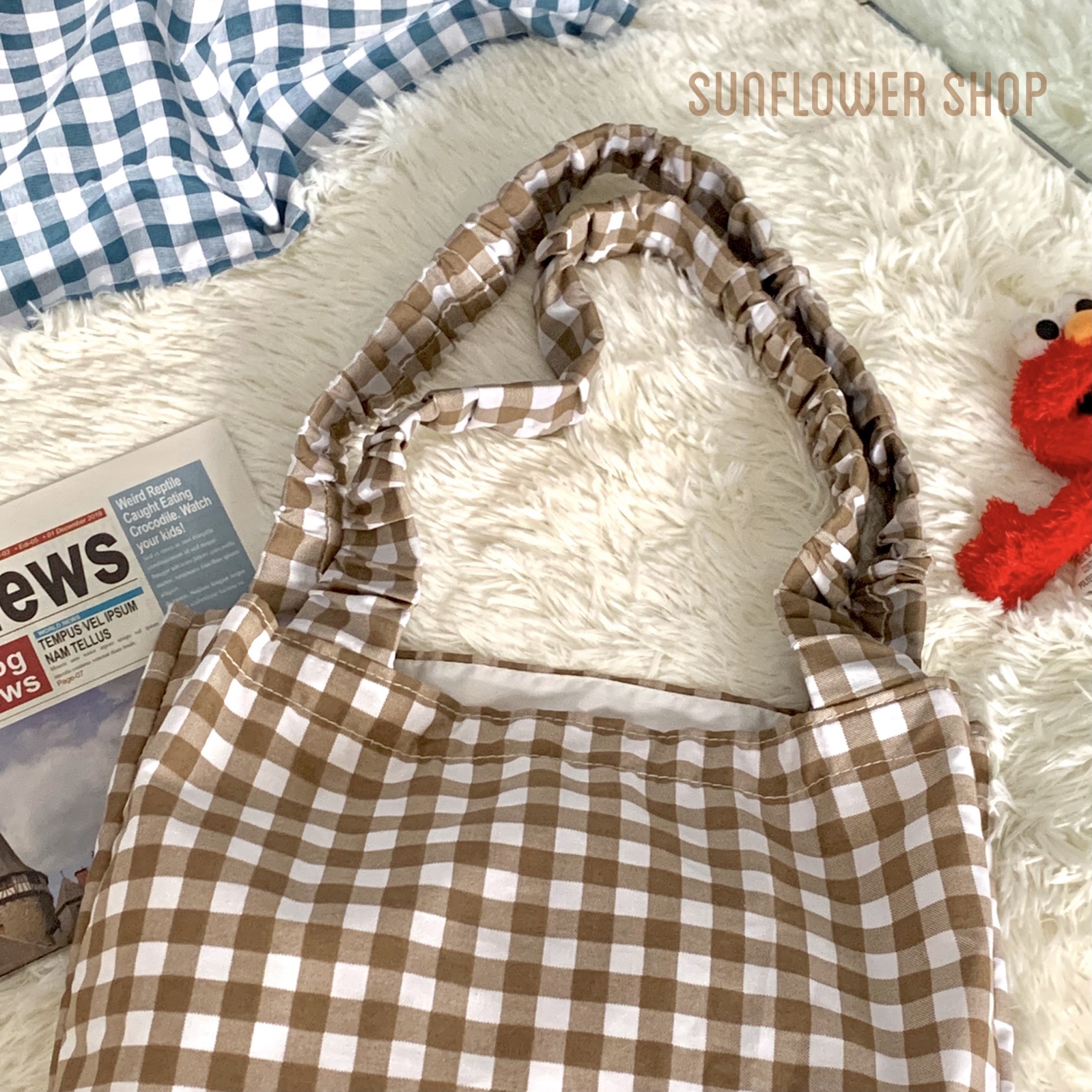 กระเป๋าผ้าราคาน่ารักลายตารางสุดคิ้ว JUMBO BAG - __Sunflowershopp_ ...