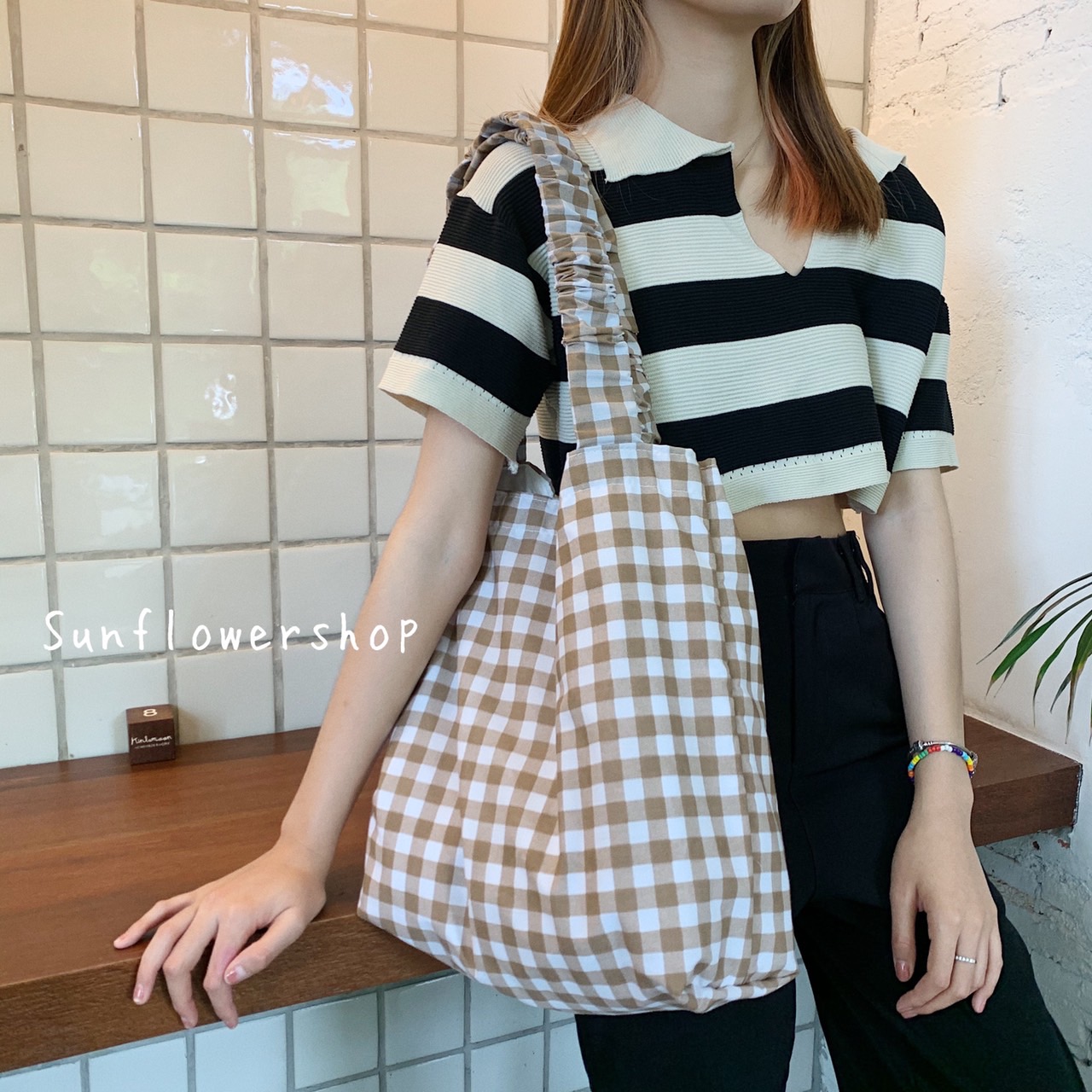 กระเป๋าผ้าราคาน่ารักลายตารางสุดคิ้ว JUMBO BAG - __Sunflowershopp_ ...
