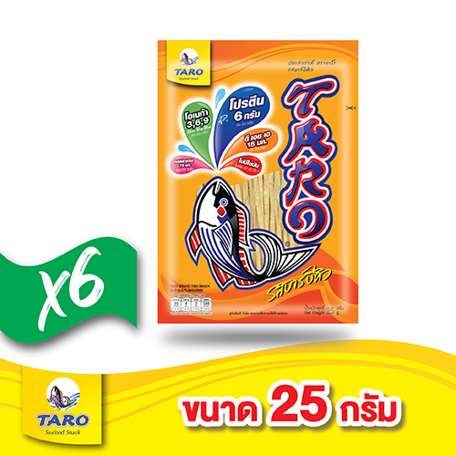 Taro ปลาเส้น รสบาร์บีคิว 25 กรัม (แพ็ค 6) #11032033