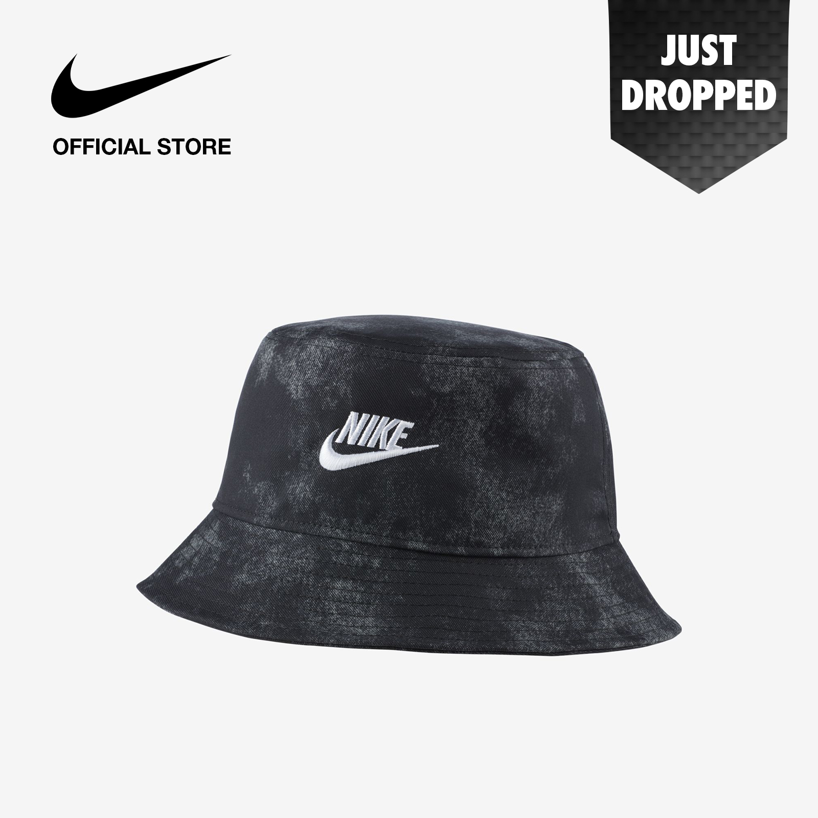 Nike Unisex Sportswear Tie-Dye Bucket Hat - Black ไนกี้ หมวกปีกรอบมัดย้อมยูนิเซ็กส์ - สีดำ