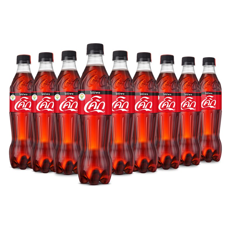 Coke โค้ก เพื่อสุขภาพ น้ำอัดลม ซีโร่ ไม่มีน้ำตาล Coke Zero No Sugar สูตรไม่มีน้ำตาล รส ออริจินัล 455 มล. แพ็ค 12 ขวด