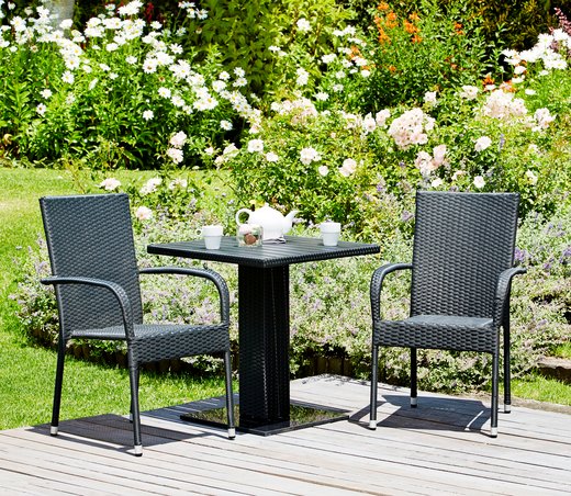 JYSK เก้าอี้ซ้อนได้ GUDHJEM 56x62x94 ดำ (เก้าอี้ในสวน เก้าอี้สวน