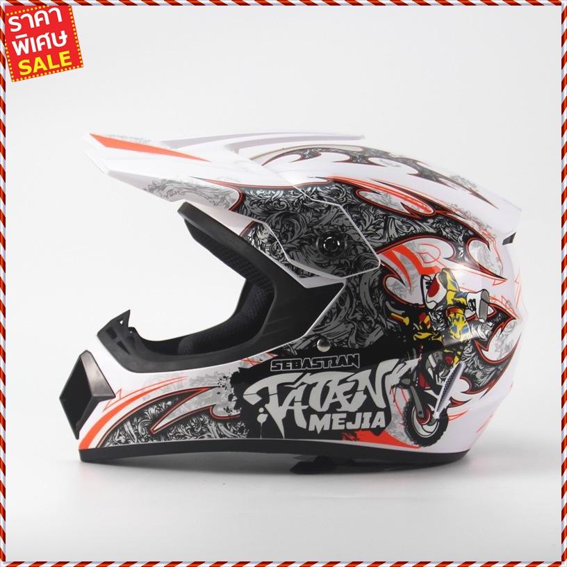 Motorcycle Helmet White หมวกกันน็อคสำหรับแข่ง หมวกกันน็อคมอเตอร์ครอส Full Protection Off Road Casco รถจักรยานยนต์ MOTO มอเตอร์ครอสลุยโคลน  หมวกกันน็อก