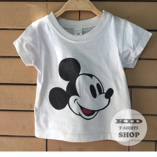 Baby Outlet เสื้อยืดเด็ก ลายหัว Mickey Mouse เสื้อสีขาว แขนสั้น มี 4 ไซส์ (SS , S , M , L) Minnie มิกกี้เมาส์ มีไซส์ แรกเกิด - 6 ปี ผลิตจากผ้าฝ้าย 100% ชุดเด็กเนื้อผ้าดี ราคาถูก จัดส่งด่วน Kerry มีเก็บเงินปลายทาง