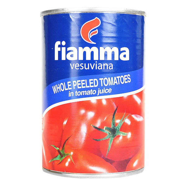Fiamma Whole Peeled Tomatoes in Tomato Juice 400 g ไฟมมามะเขือเทศปอกเปลือกในน้ำมะเขือเทศ ขนาด 400 กรัม (6000)