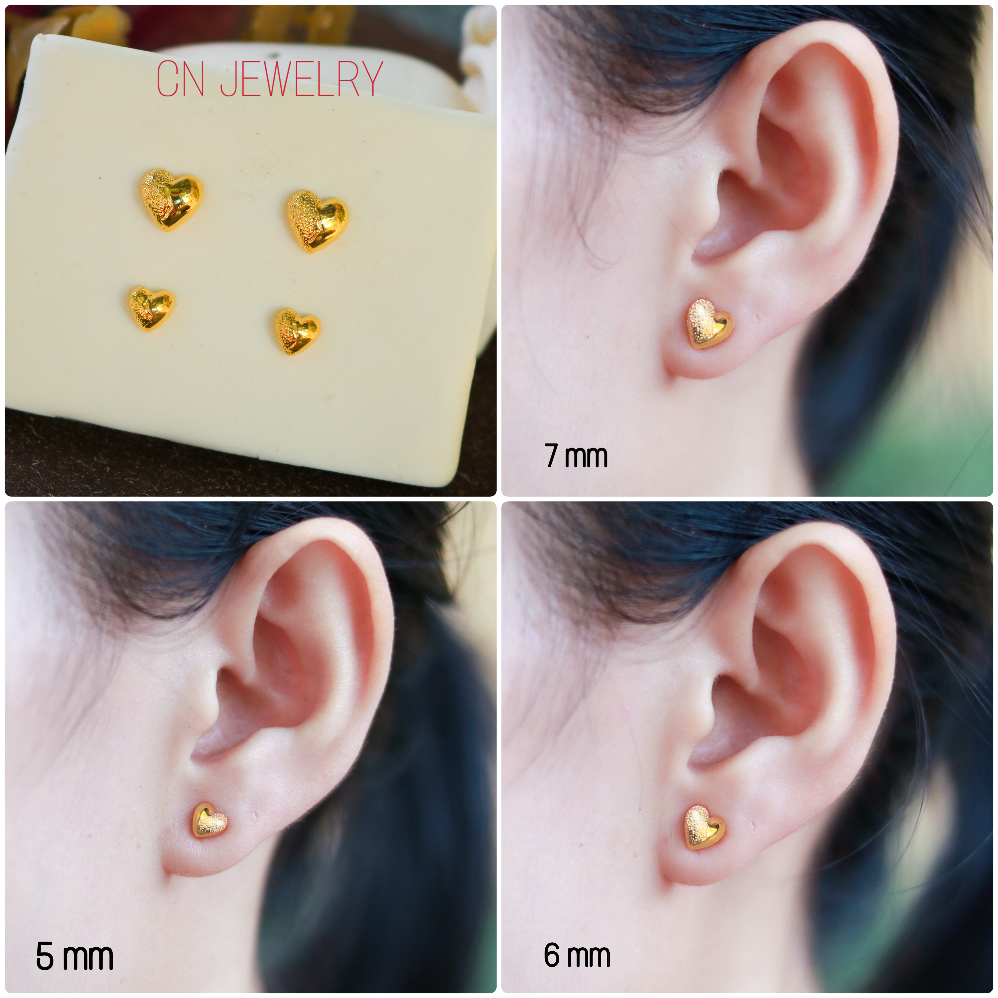 CN JEWELRY ต่างหู หัวใจซีก ต่างหู ตุ้มหู ต่างหูหุ้มทอง ต่างหูทอง ฟรีตลับทองทุกคู่