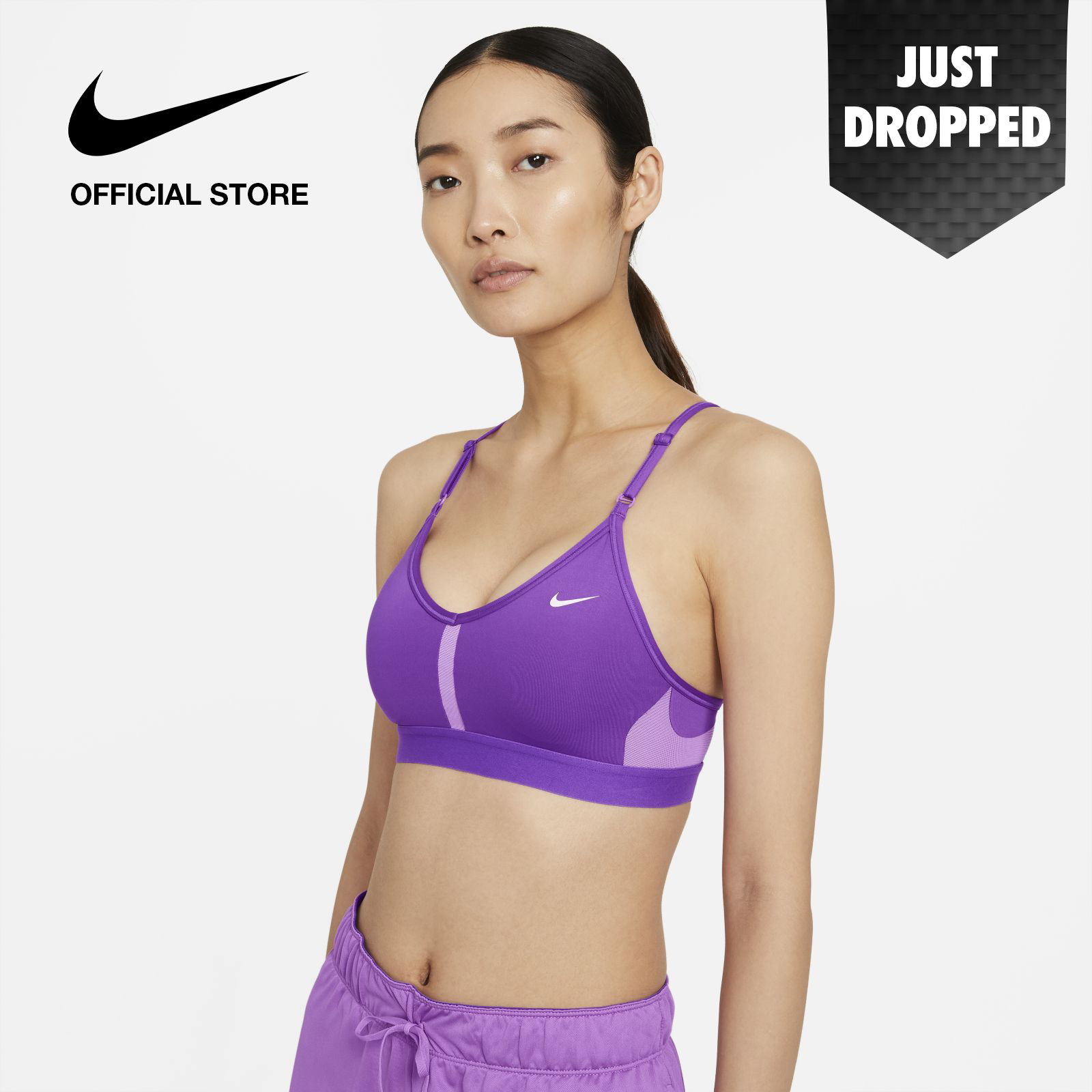 Nike Women's Indy V-Neck Light-Support Sports Bra - Wild Berry ไนกี้ สปอร์ตบราผู้หญิงซัพพอร์ตระดับต่ำ อินดี้ วีเนค - สีไวลด์เบอรี่