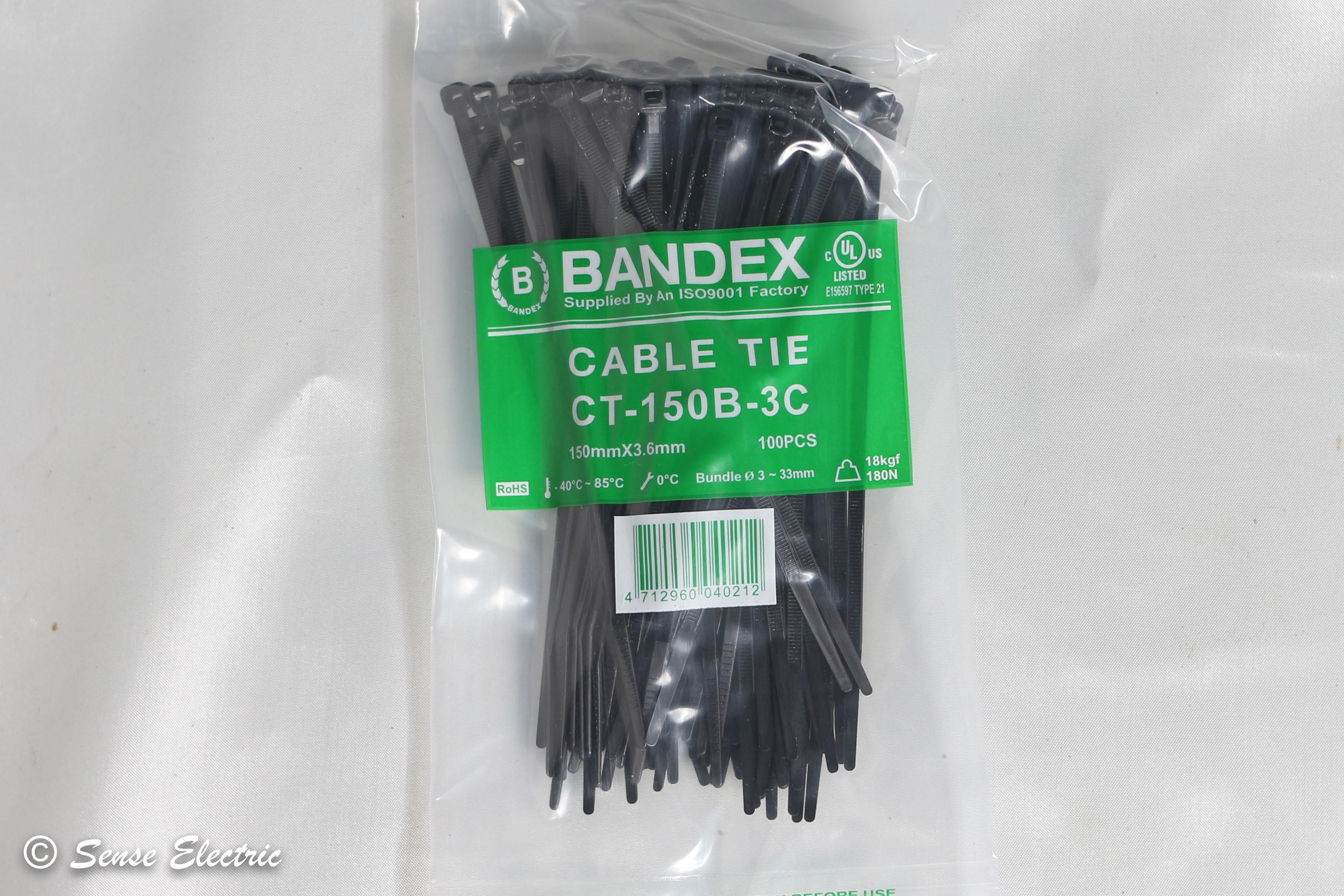 สายรัด เคเบิ้ลไทร์ ขนาด 6 นิ้ว ยี่ห้อ BANDEX (เบอร์ 150) สีดำ cable tie
