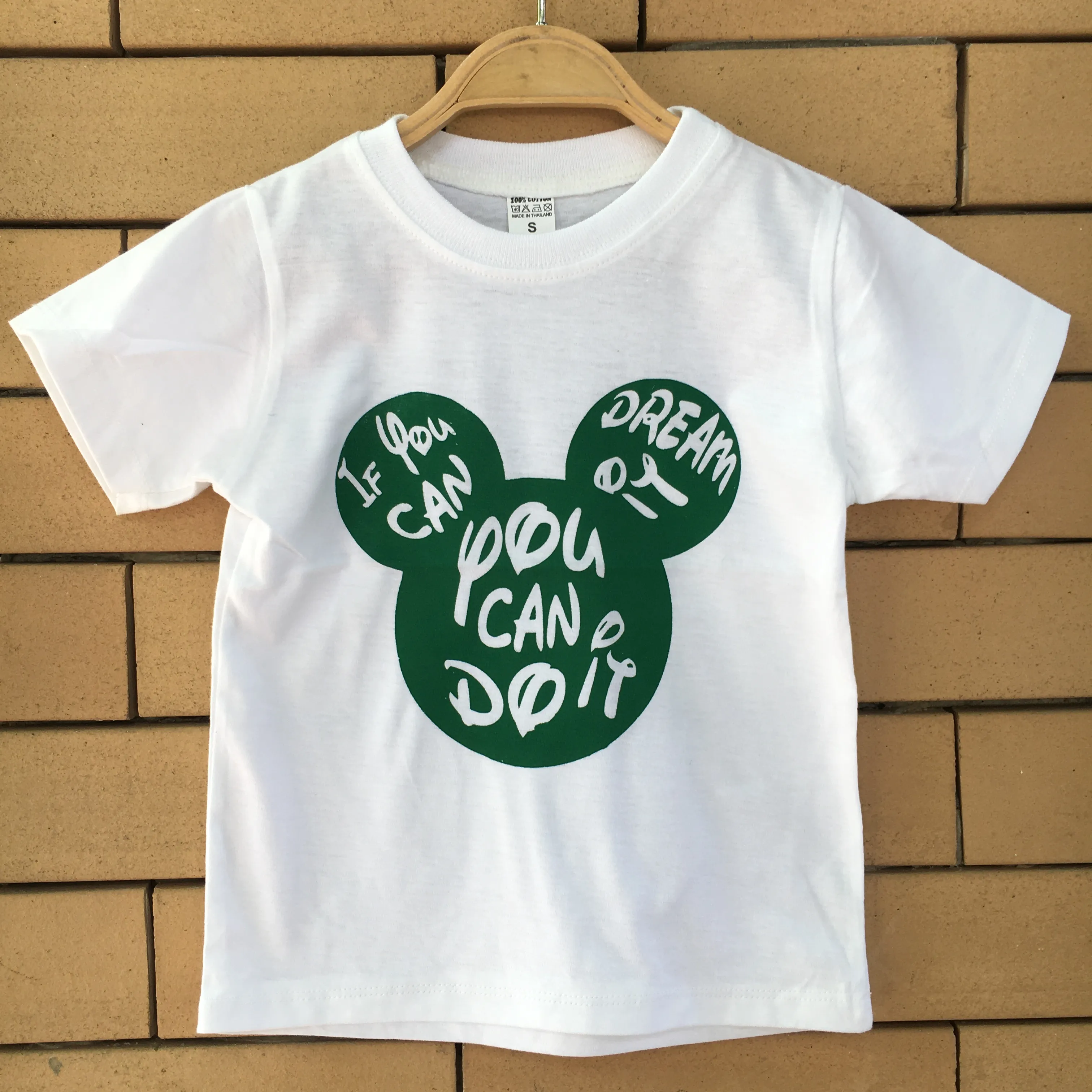 BabyOutlet เสื้อยืดเด็ก ลายหัว Mickey Mouse สกรีน If You Can Dream เสื้อสีขาว แขนสั้น มี 4 ไซส์ (SS , S , M , L) เสื้อเด็ก มิกกี้เมาส์