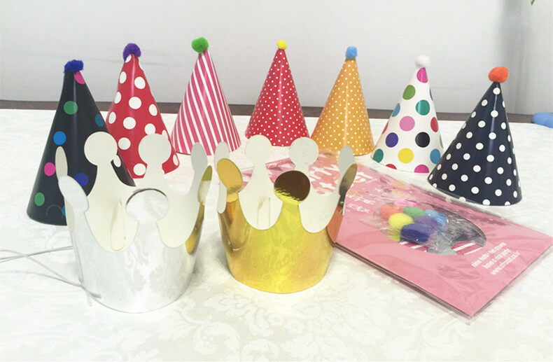 Fancy Happy Birthday Party Paper Hat Set เซ็ทหมวกวันเกิด หมวกกระดาษ หมวกปาร์ตี้ วันเกิด หมวกทรงกรวย หมวกวันเกิด พรอพ
