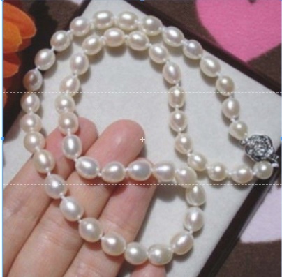 สร้อยคอไข่มุกแท้ ขนาด 5-8mm ยาว 18  สีขาวธรรมชาติ พร้อมส่งค่ะ