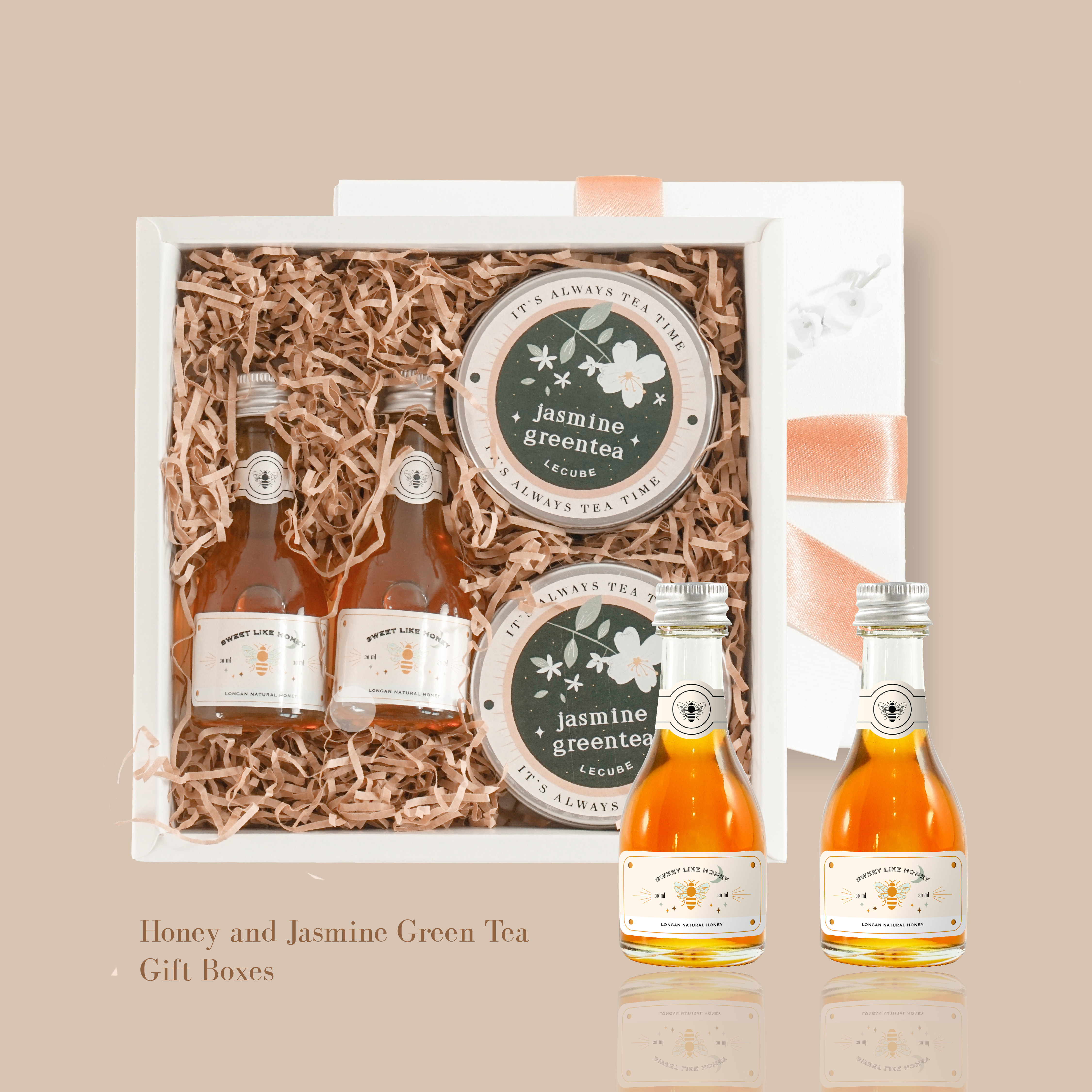 ชุดของขวัญ ของขวัญ น้ำผึ้งดอกลำไย+ชาเขียวมะลิ Premium Gift Boxes ของขวัญสำหรับเทศกาล ของขวัญปีใหม่ สี น้ำผึ้ง+ชาเขียว สี น้ำผึ้ง+ชาเขียว