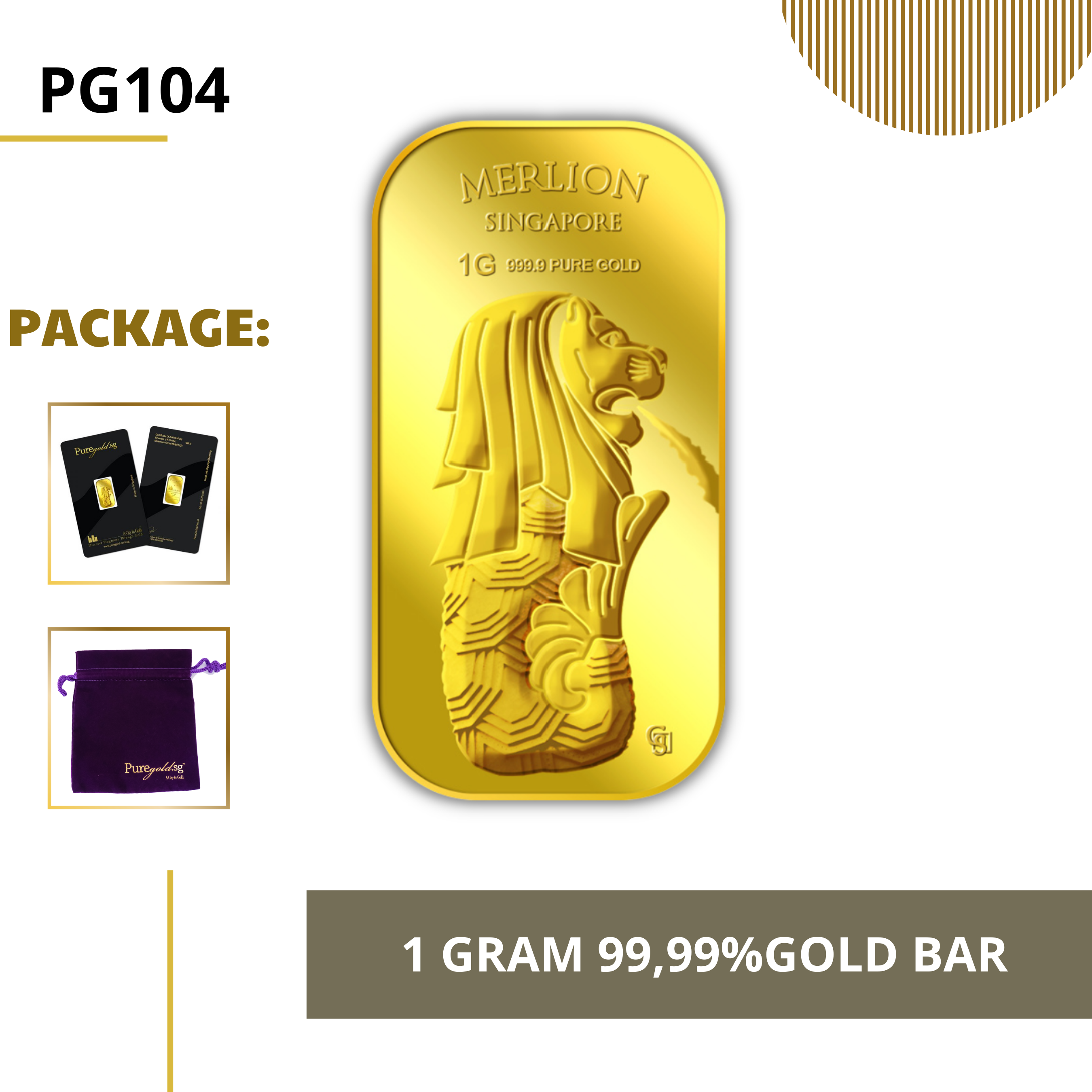 PURE GOLD 99.99% ทองคำแท่ง / 1gram Merlion Fountain gold bar/ ทองคำแท้จากสิงคโปร์ / ทองคำ 1 กรัม / ทอง 99.99% *การันตีทองแท้*