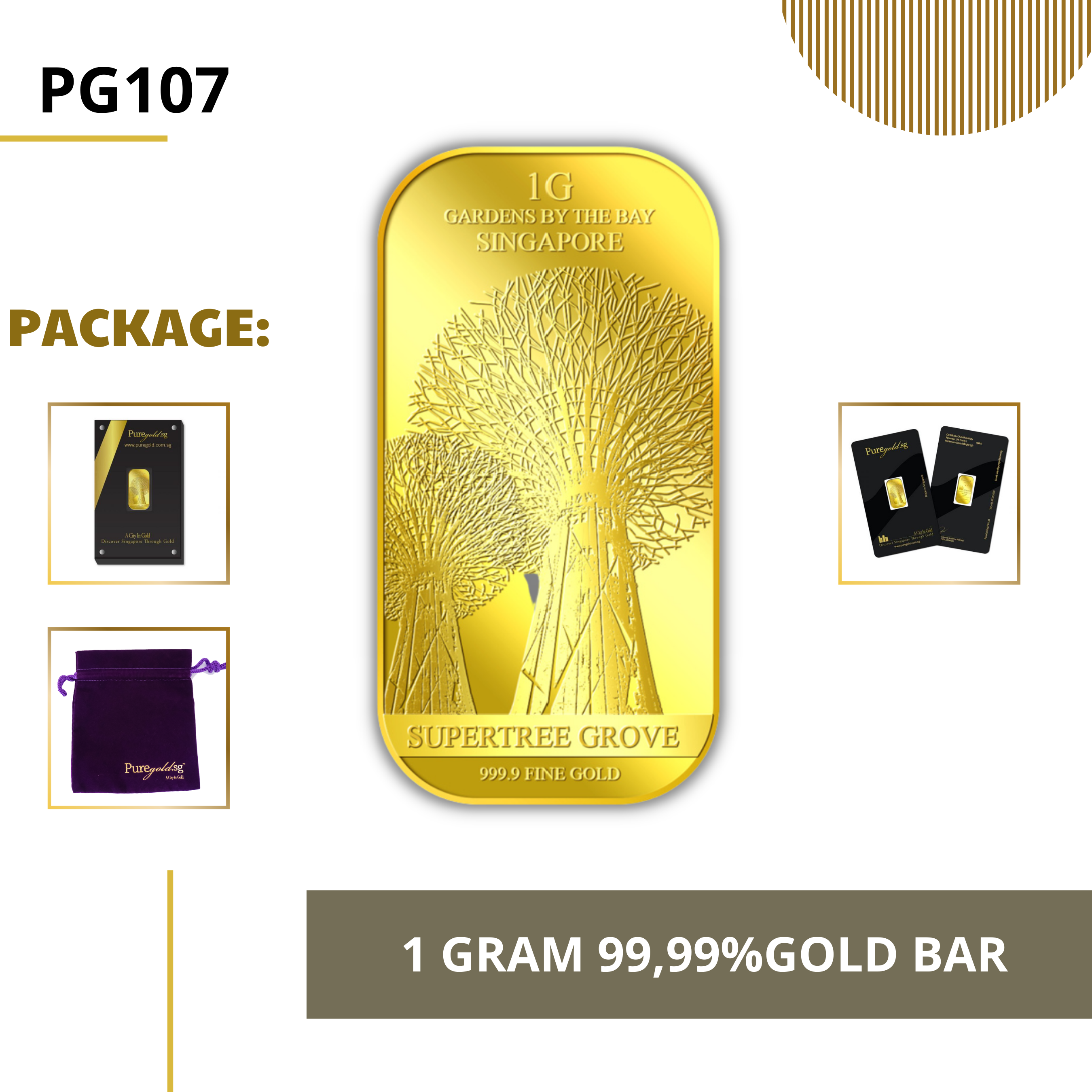 PURE GOLD 99.99% ทองคำแท่ง / 1Gram ST -SG Supertree gold bar/ ทองคำแท้จากสิงคโปร์ / ทองคำ 1 กรัม / ทอง 99.99% *การันตีทองแท้*