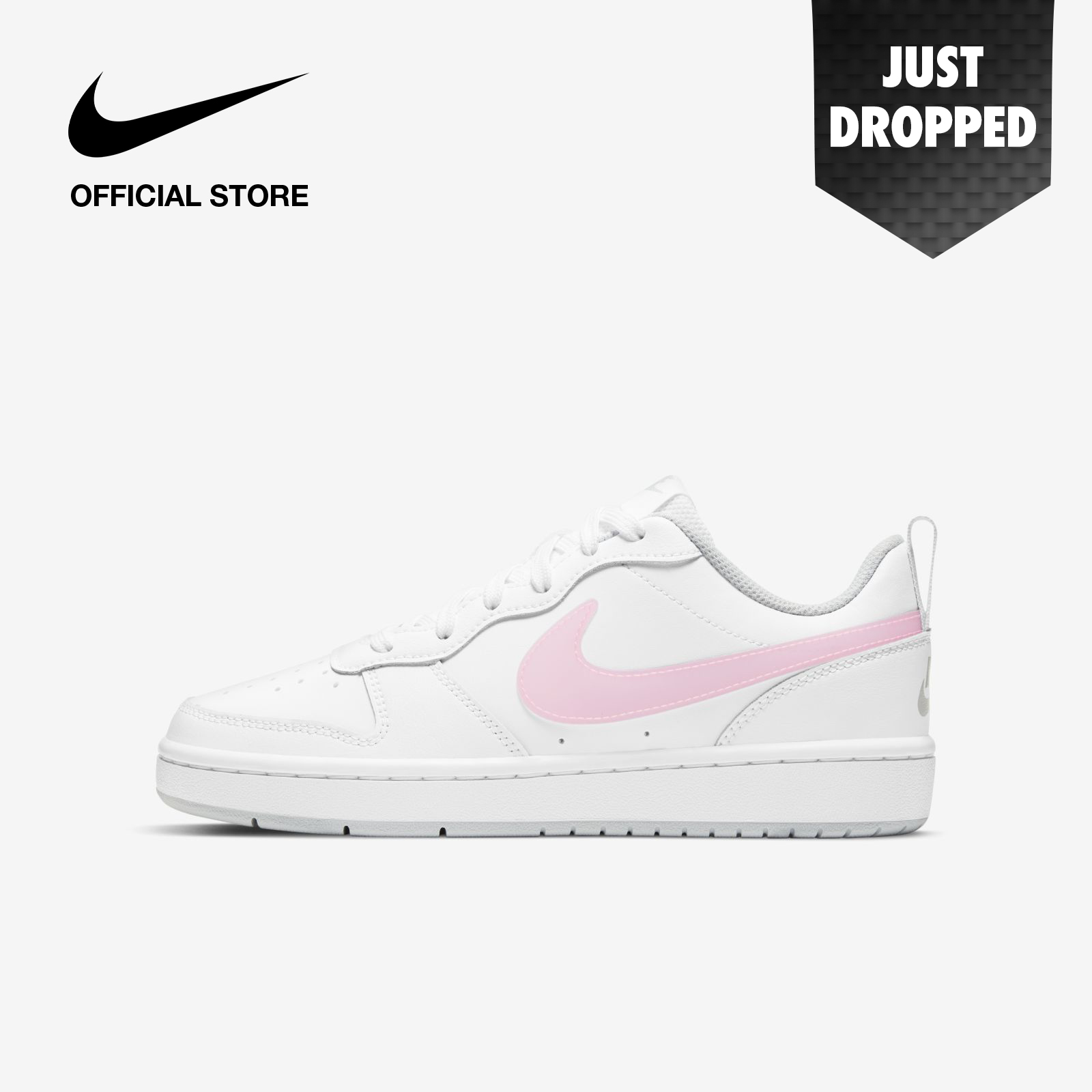 Nike Kids' Court Borough Low 2 (GS) Shoes - White ไนกี้ รองเท้าเด็ก คอร์ท โบโร่ โลว 2 - สีขาว