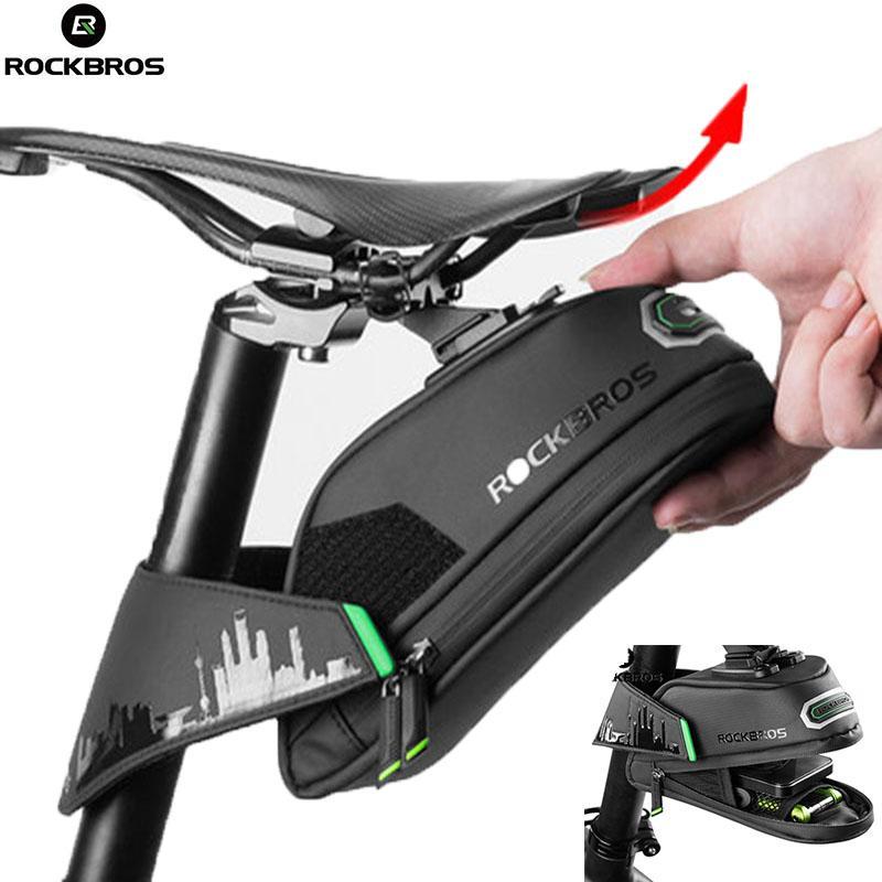 RockBros Road Bike Saddle Bag MTB Waterproof Saddle Bag Seatpost Bag Black