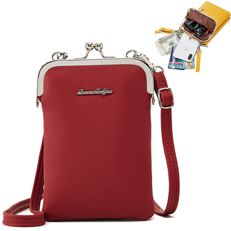 ที่มีสีสันโทรศัพท์มือถือขนาดเล็กกระเป๋ากระเป๋าหญิงแฟชั่นใช้ชีวิตประจำวันกระเป๋าสะพายผู้หญิงหนังมินิ C rossbody กระเป๋า Messenger สุภาพสตรีกระเป๋าคลัทช์ สี สีแดง สี สีแดง
