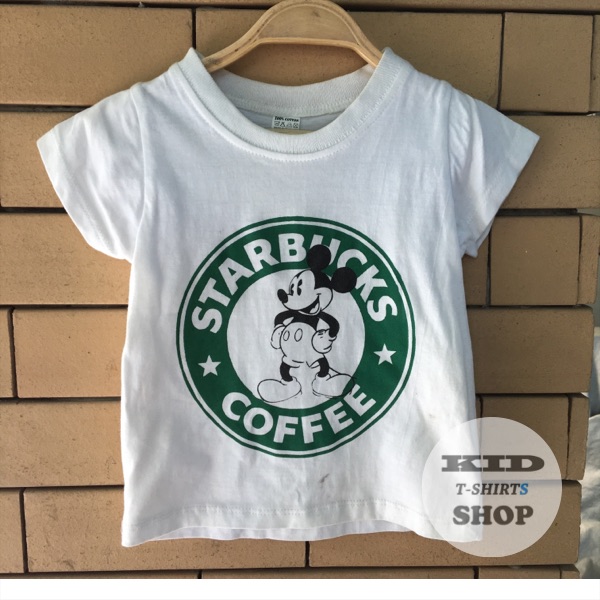 Baby Outlet เสื้อยืดเด็ก ลาย Mickey Mouse [Starbucks Coffee] เสื้อสีขาว แขนสั้น มี 4 ไซส์ (SS , S , M , L) Minnie มิกกี้เมาส์ มีไซส์ แรกเกิด - 6 ปี ผลิตจากผ้าฝ้าย 100% ชุดเด็กเนื้อผ้าดี ราคาถูก จัดส่งด่วน Kerry มีเก็บเงินปลายทาง
