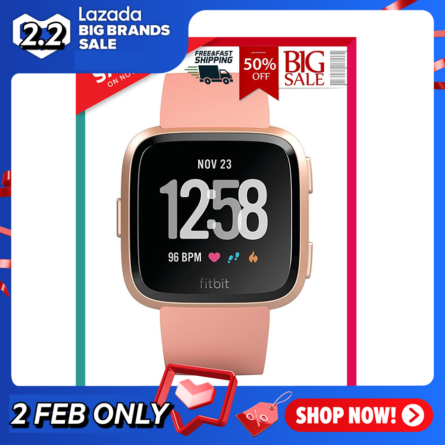 FITBIT สมาร์ทวอทช์ Versa รุ่น S12447 สี Peach - Rose Gold Aluminum Smart Watch  นาฬิกาข้อมือ สมาร์ทวอทช์ นาฬิกาสมาร์ทวอช สายรัดข้อมือ คุณภาพดี วัสดุคุณภาพ Premium สำหรับ ออกกำลังกาย ครบทุก Function !!! จัดส่งฟรี