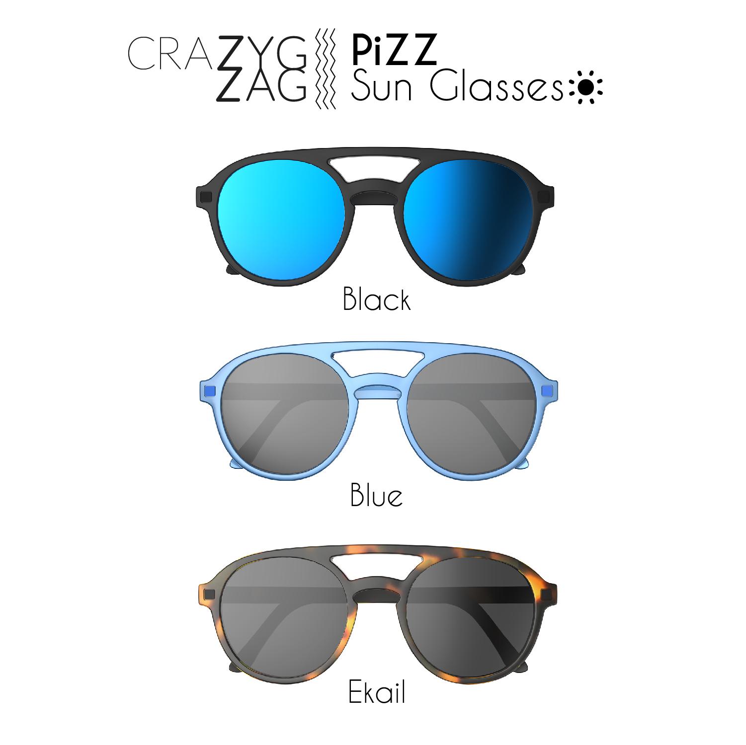 Ki ET LA แว่นกันแดดสำหรับเด็ก CRAZYG ZAG SUN ทรงนักบิน PiZZ