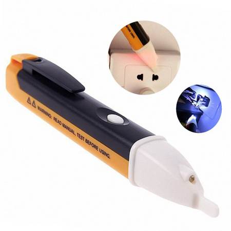 MOMMA ปากกา เซ้นเซอร์ ทดสอบ วัดไฟ AC 90-1000V สีส้ม ( AC 90-1000V Non-Contact LED Light Pocket Voltage Detector Sensor Tester Pen )