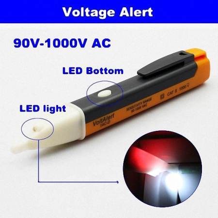 MOMMA ปากกา เซ้นเซอร์ ทดสอบ วัดไฟ AC 90-1000V สีส้ม ( AC 90-1000V Non-Contact LED Light Pocket Voltage Detector Sensor Tester Pen )