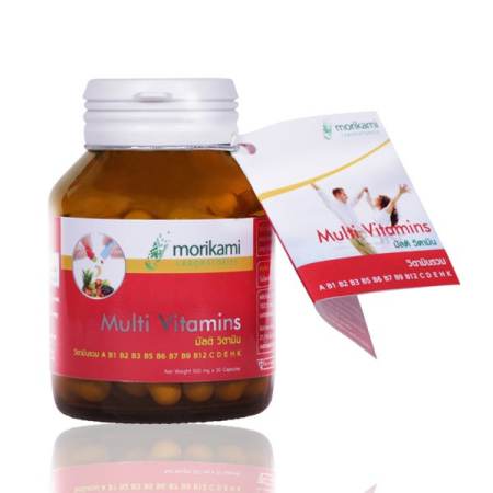 Morikami Multi Vitamins Vitamin USA วิตามินรวม ช่วยป้องกันการขาดสารอาหาร และสร้างภูมิต้านทาน 500 มก. (30 แคปซูล)