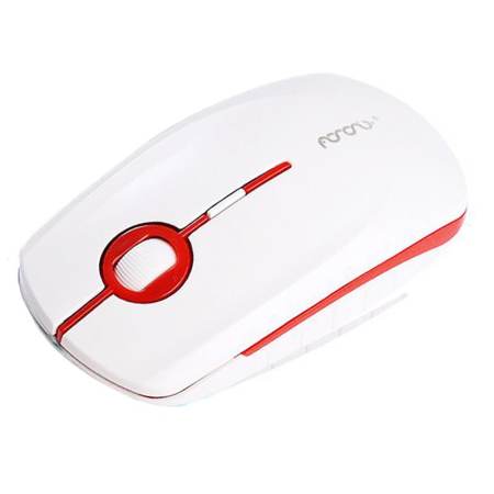 Super Slim ซุปเปอร์สลิม เม้าส์ไร้สาย 2.4Ghz Optical Wireless Mouse Mice 1600dpi (Red/White)