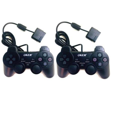 OKER 2set Gaming JoyStick for Playstation รุ่น PSII-709 จอยเกมส์ เพลย์ 2 แพ็คคู่ (สีดำ)