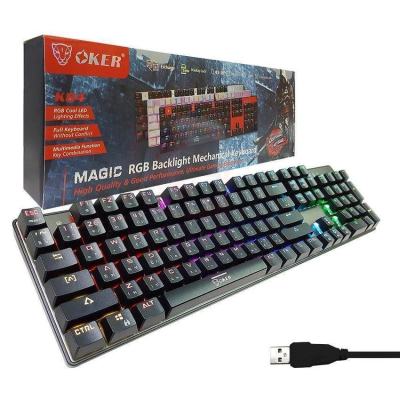 OKER Magic RGB Backlight Mechanical Keyboard Blue Switch รุ่น K84 (สีดำ)