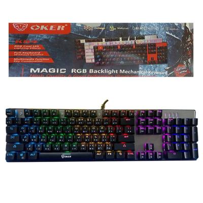 OKER Magic RGB Backlight Mechanical Keyboard Blue Switch รุ่น K84 (สีดำ)