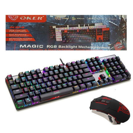 OKER Magic RGB Backlight Mechanical Keyboard Blue Switch รุ่น K84 (สีดำ) +Signo E-Sport Macro Gaming Mouse รุ่น GM-912 (Black)