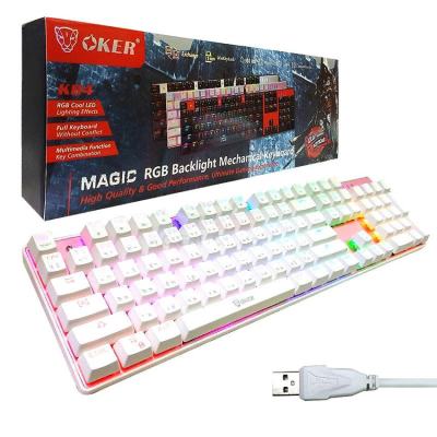 OKER Magic RGB Backlight Mechanical Keyboard Blue Switch รุ่น K84 (สีขาว/ชมพู)