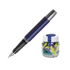 Online Pen Germany ปากกา Fountain Pen Campus Color Line Nip: EF (Metallic Blue) + หมึกหลอด(1x60) จำนวน 1 กระปุก ( Blue)