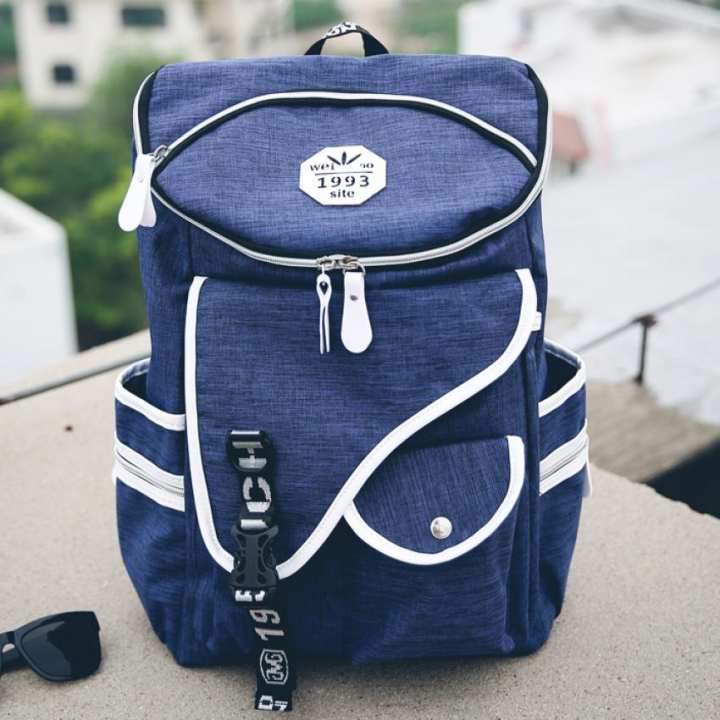 Open กระเป๋าเป้ กระเป๋าเดินทาง Backpack กระเป๋าเป้สะพายหลัง กระเป๋าแฟชั่น กระเป๋าแฟชั่นสไตล์วัยรุ่น (สีนำ้เงิน) 046