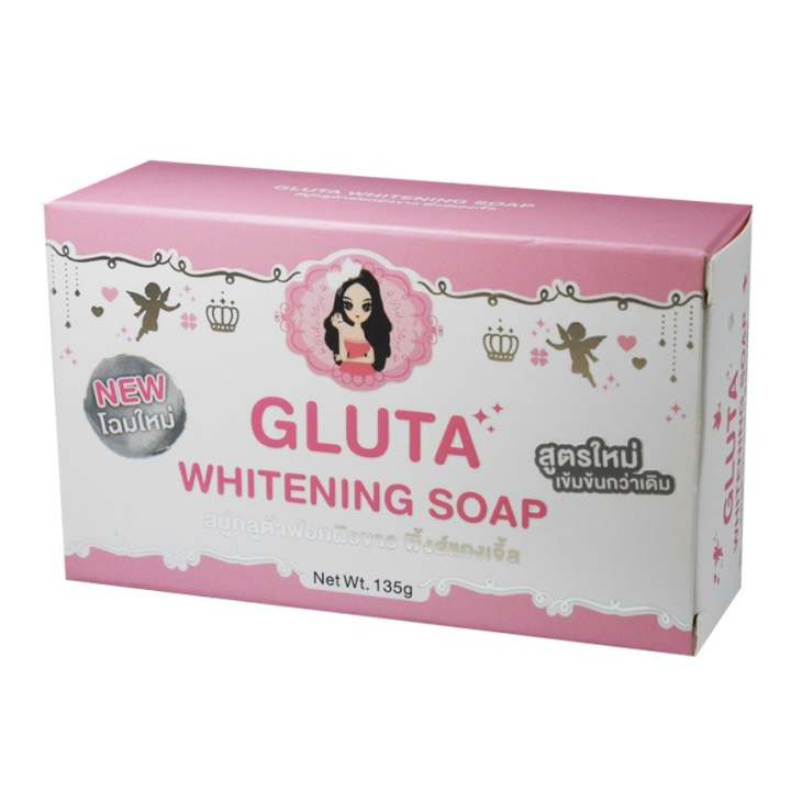   Pink Angel Gluta Whitening Soap สบู่กลูต้าฟอกผิวขาว พิ้งส์แองเจิ้ล สูตรใหม่เข้มข้นกว่าเดิม ขนาด 135 กรัม (1 กล่อง) รีวิว