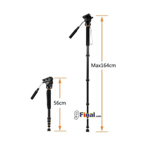 QZSD Q188 by 9FINAL ขาตั้ง monopod Professional Aluminum Alloy Monopod Load 8kg 560mm-1640mm Portable Unipod Tripods For Canon Nikon Sony Digital Camera with Video Pan Head