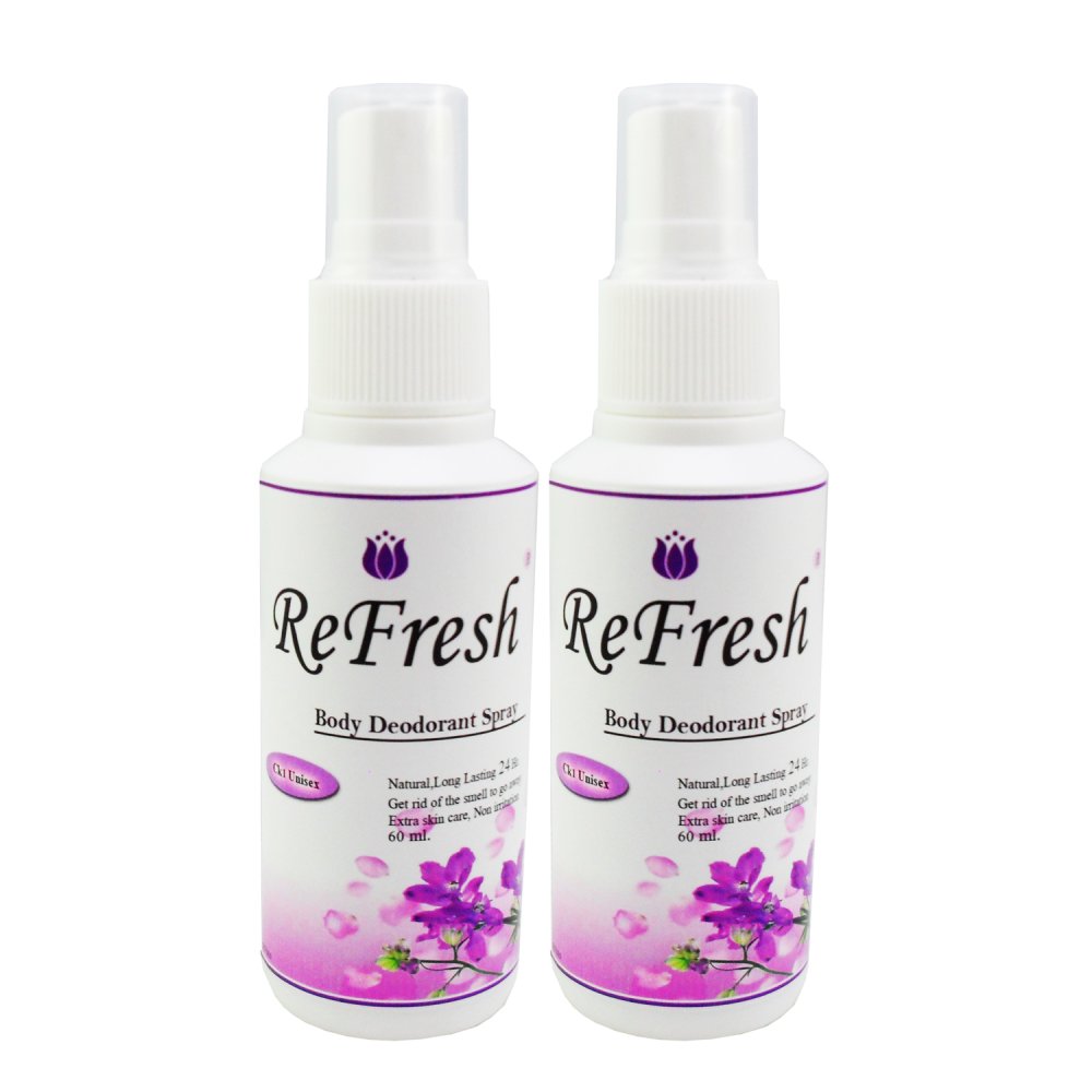 ราคา Refresh Deodorant Spray สเปรย์น้ำหอมระงับกลิ่นกาย CK1 Unisex 60ml. แพ็คคู่ (สีม่วง) Ida