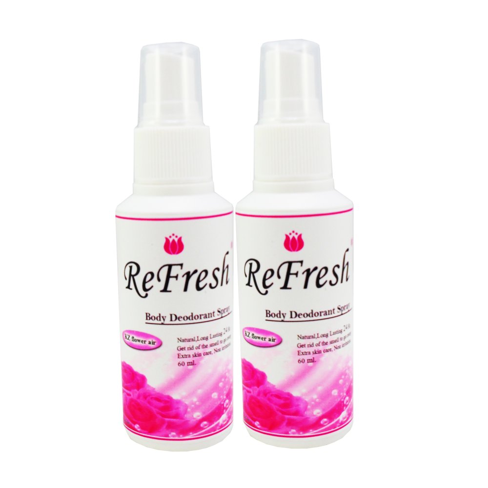 ซื้อที่ไหน Refresh Deodorant Spray สเปรย์น้ำหอมระงับกลิ่นกาย KZ Flower Air 60ml. แพ็คคู่ (สีชมพู