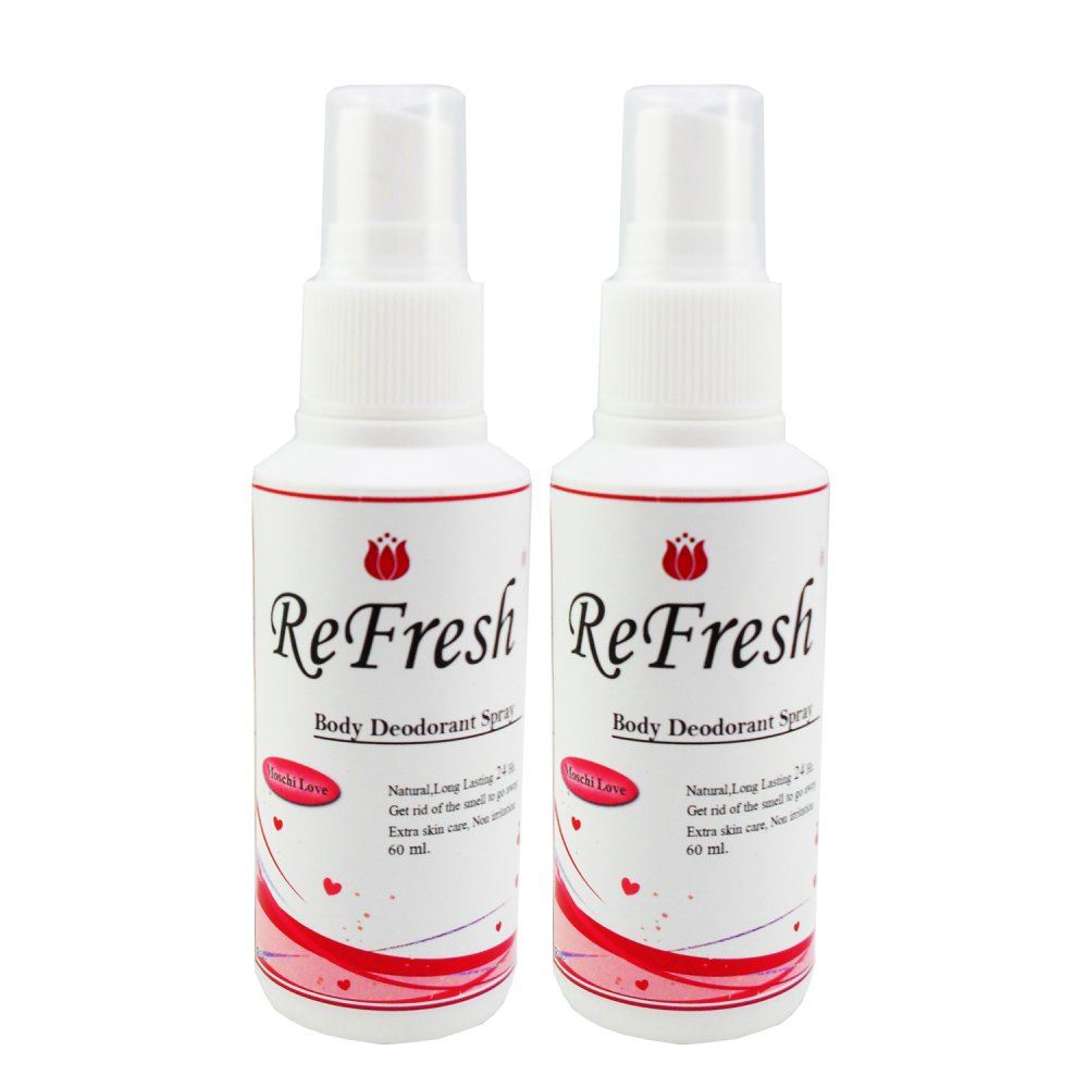 โปรโมชั่น Refresh Deodorant Spray สเปรย์น้ำหอมระงับกลิ่นกาย Moschi Love 60ml. แพ็คคู่ (สีแดง