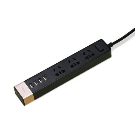 REMAX ปลั๊กไฟ 3 ช่อง และ USB 4 Port รุ่น RU-S2 (Black)