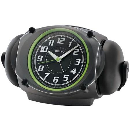 SEIKO นาฬิกาปลุกกระดิ่งคู่ Super Loud สีดำ/สีเขียว รุ่น QHK043J