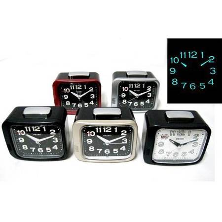 SEIKO นาฬิกาตั้งปลุก Bell Alarm  มีพรายน้ำ รุ่น QHK028R