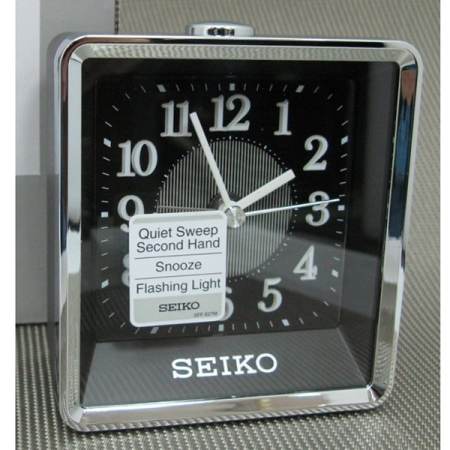 SEIKO Quiet Sweep (Snooze)นาฬิกาปลุก รุ่นQHE142K -สีเงิน/ดำ