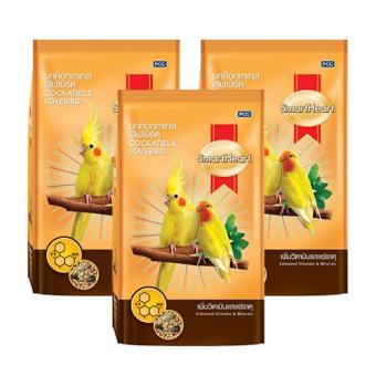 Smartheart อาหารนก ค๊อกคาเทล เลิฟเบิร์ด สูตร เพิ่มวิตามินและแร่ธาตุ 1Kg (3 ถุง) Cockatiel & Lovebird Food Enhanced Vitamins & Minerals 1 Kg (3 units)