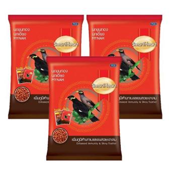 Smartheart อาหารนก นกขุนทอง นกเอี้ยง สูตร เพิ่มภูมิต้านทาน และ ขนสวยเงางาม 1Kg (3 ถุง) Mynah Food Enhanced Immunity&Shinny Feather 1Kg (3 bags)