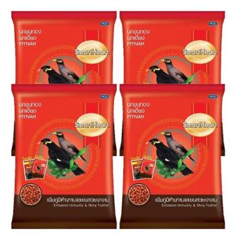 Smartheart อาหารนก นกขุนทอง นกเอี้ยง สูตร เพิ่มภูมิต้านทาน และ ขนสวยเงางาม 1Kg (4 ถุง) Mynah Food Enhanced Immunity&Shinny Feather 1Kg (4 bags)