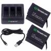 Smatree Battery (2-Pack) With 3-Channel Charger for Gopro HERO 7 /  6 / 5 Black (Compatible with Hero5 Firmware v01.50, v01.55, v01.57 and v02.00, v02.51, v02.60)